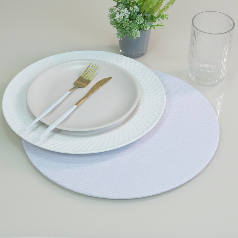 Sousplat Capa e Base MDF Basic Liso 35cm diâmetro 100% Poliéster Tecido Oxford