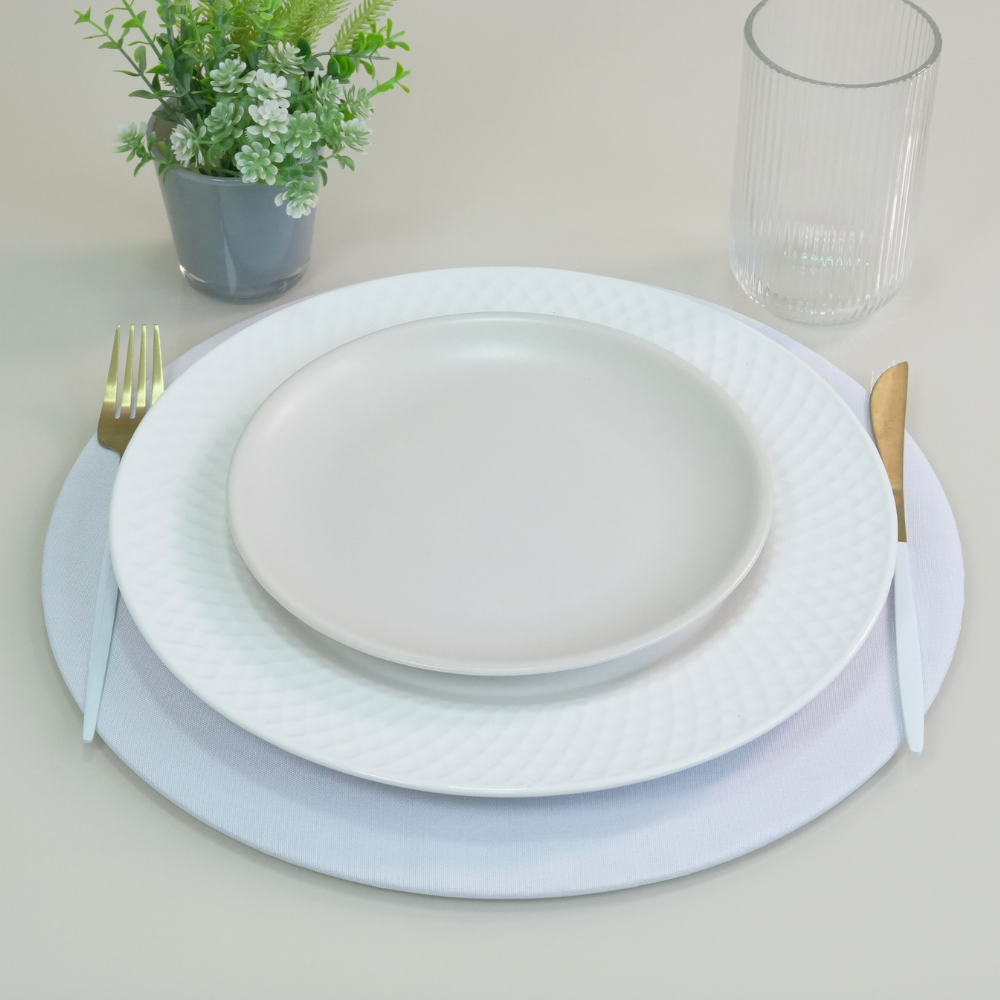 Sousplat Capa e Base MDF Basic Liso 35cm diâmetro 100% Poliéster Tecido Oxford